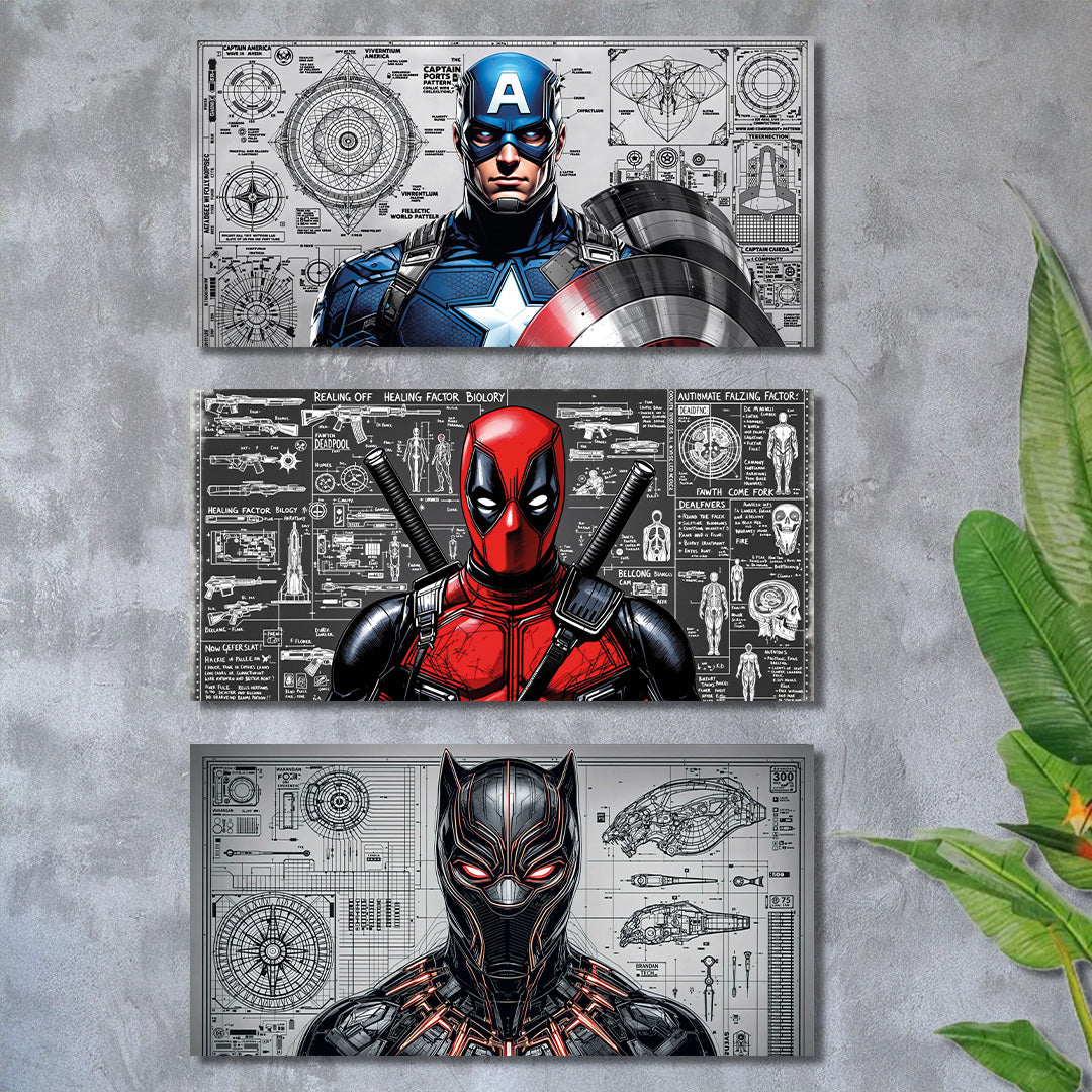 Pack de 3 cuadros Marvel