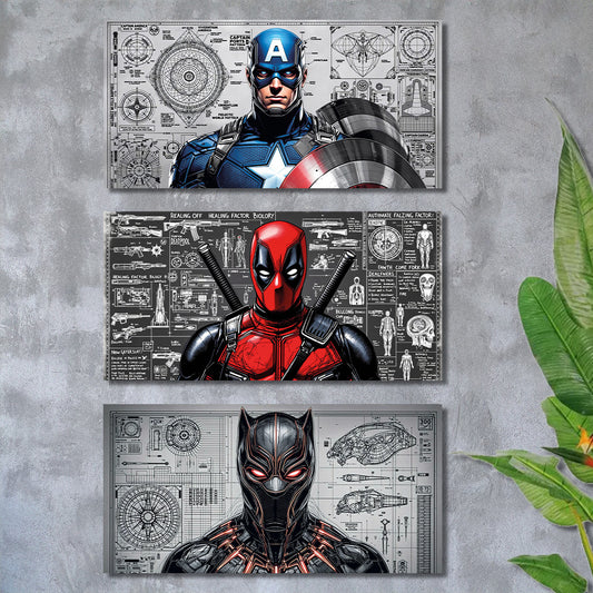 Pack de 3 cuadros Marvel